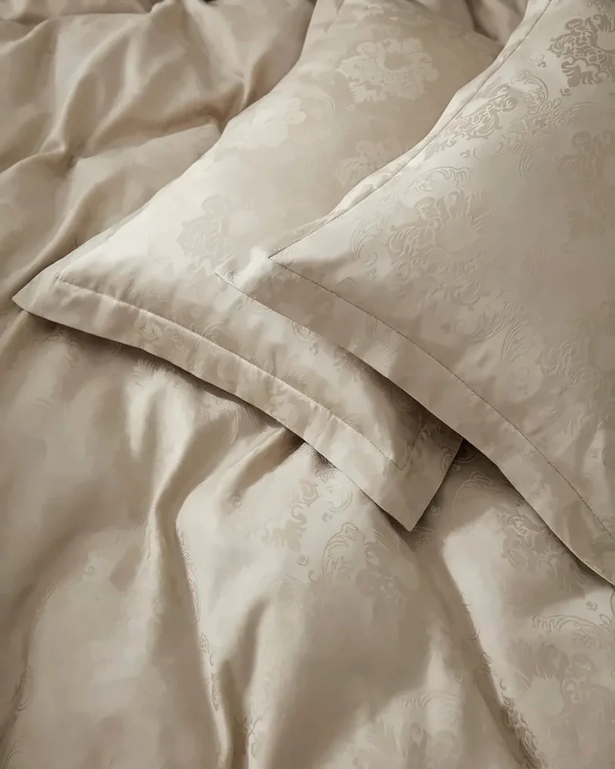 Постільна білизна Capital Home Lux Jacquard, сатин-жакард, євро, бежевий, фото 2